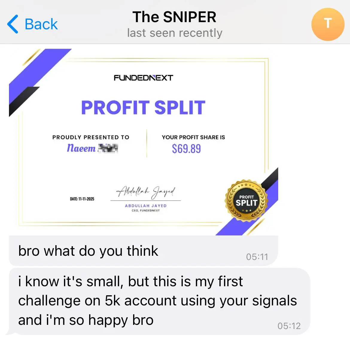 Message from a member